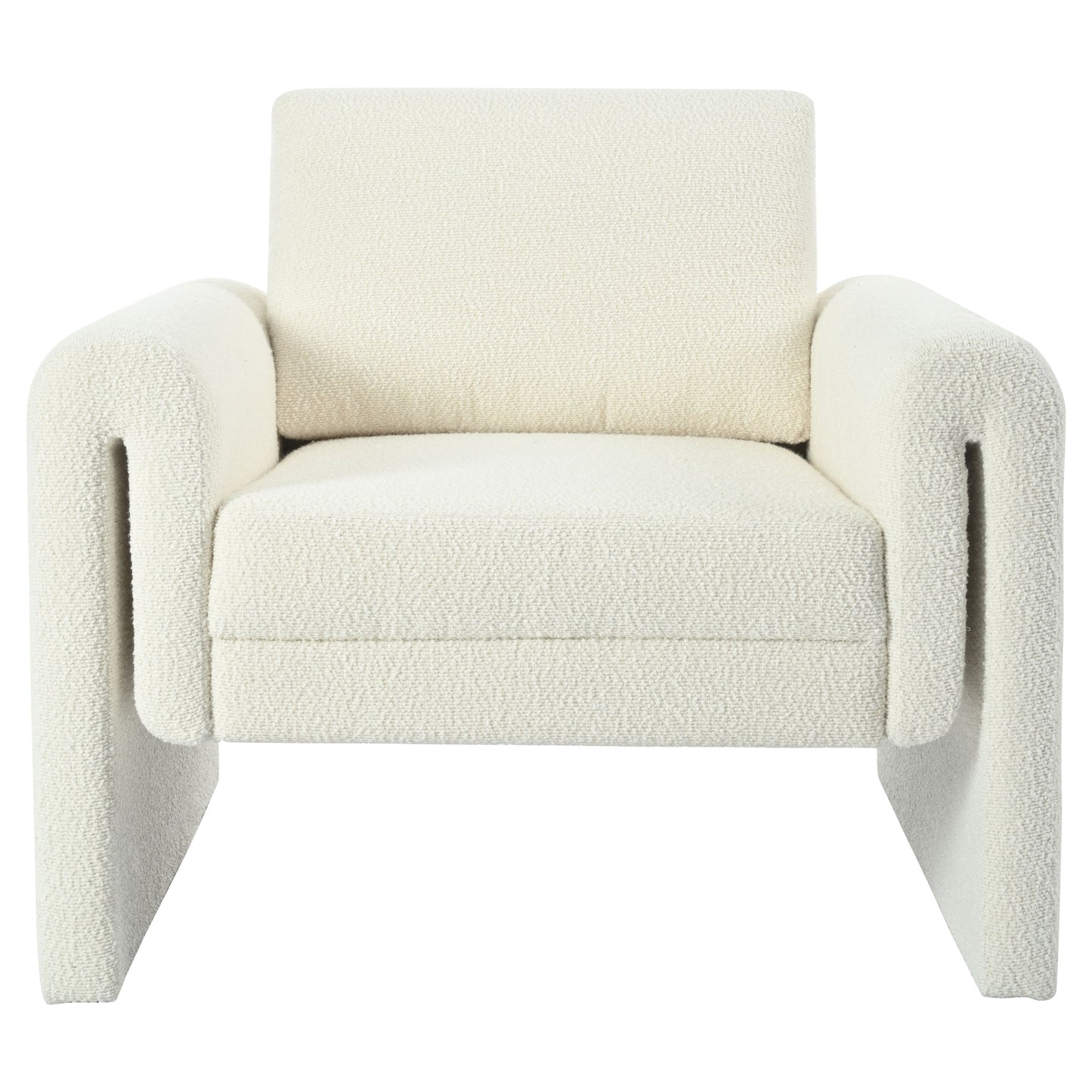 Modern Boucle Upholstered Accent Chair Luxurious Comfort & Sturdy Support, Solid Wood Frame - Ivory