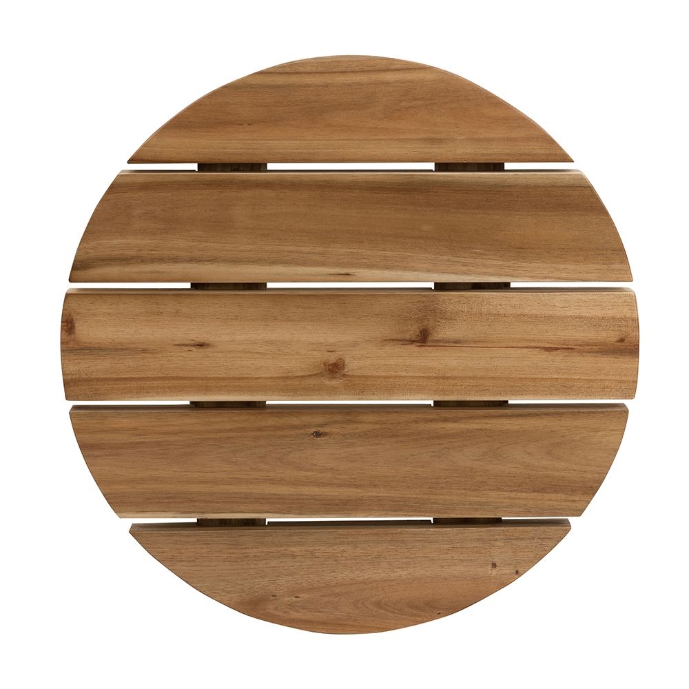 Round Side Table, Solid Wood - Natural Wood / Brown