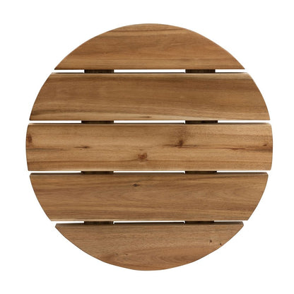Round Side Table, Solid Wood - Natural Wood / Brown