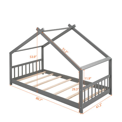 Twin Size Playhouse Design Bed - Gray