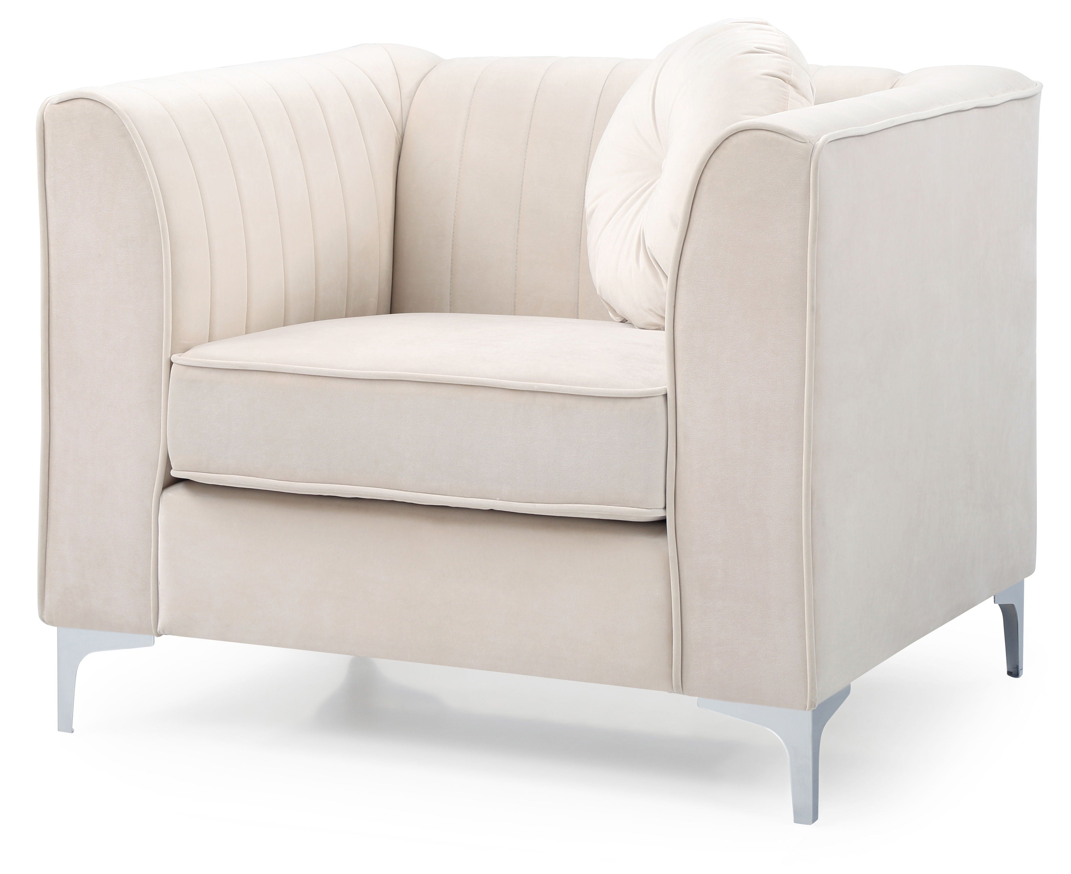 Contemporary Sloped Armchair - Ivory
