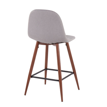 Pebble - Mid-Century Modern Counter Stool (Set of 2) - Walnut / Light Gray