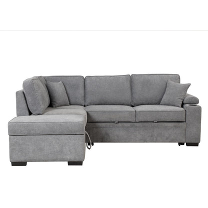 Sleeper Sofa Bed, 2 In 1 Pull Out Sofa Bed L Shape Couch With Storage Ottoman For Living Room, Bedroom Couch And Small Apartment - Gray