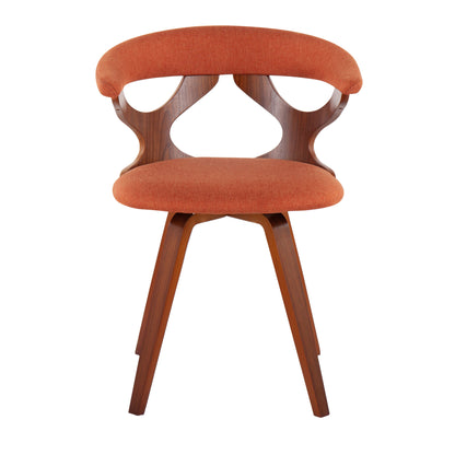 Gardenia - Mid-Century Modern Dining / Chair With Swivel - Walnut / Orange
