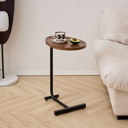 C-Shaped Side Table, Small Sofa Table For Living Room - Brown