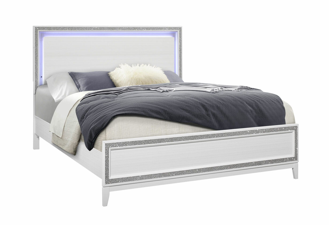 Almera - King Bed Glitter - White