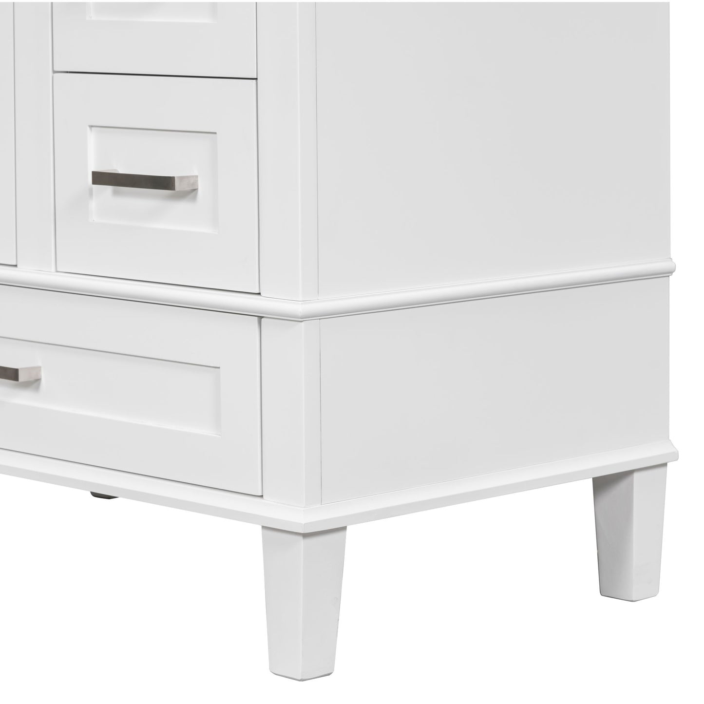 Bathroom Vanity, Modern Bathroom Cabinet With Sink Combo Set, Bathroom Storage Cabinet With A Soft Closing Door And 3 Drawers, Solid Wood Frame - White