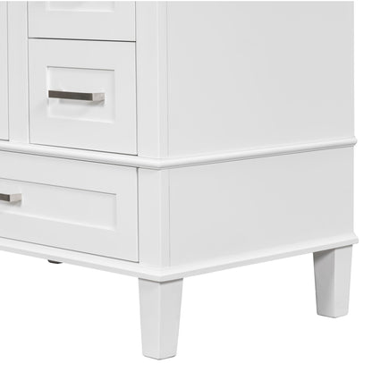 Bathroom Vanity, Modern Bathroom Cabinet With Sink Combo Set, Bathroom Storage Cabinet With A Soft Closing Door And 3 Drawers, Solid Wood Frame - White