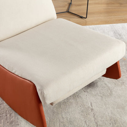 Modern Rocking Chair Recliner, Comfy Rocker Nursery Chair With Footrest, Accent Reading Chair, Upholstered Lounge Chair For Relaxing, Resting, Soft Padded Rocker For Indoor Living Room Bedroom - Orange