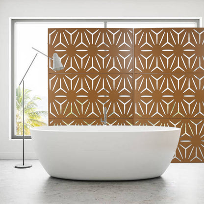 Freestanding Decorative Metal Privacy Screen For Deck Balcony Patio - Brown, Steel, 76" H X 48" W