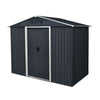 8Ft X 4Ft Outdoor Metal Storage Shed With Sliding Door And Foundation For Backyard, Patio, Lawn - Black / White
