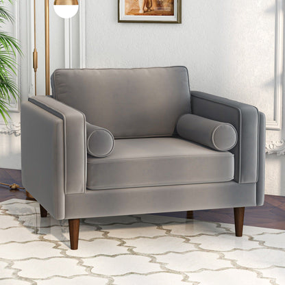 Amber - Velvet Lounge Chair - Brown / Gray