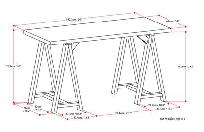 Sawhorse - Writing Desk - Distressed Gray