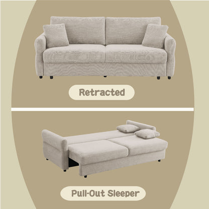 Haran - Pull Out Sleeper Sofa With Storage - Beige
