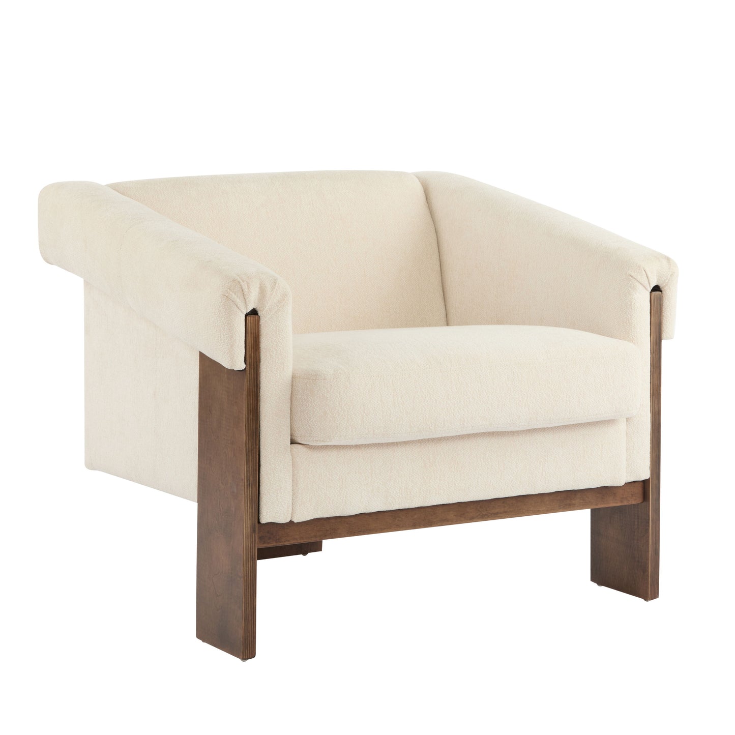 Sierra - Vintage Modern Accent Chair With Deep Cushions And Wide Armrests - Beige