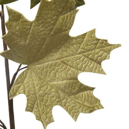Velvet Maple Leaf Spray, Botanicals Decor For Harvest Festival Fall Festival & Thanksgiving Table Decorations (Set of 6) - Green