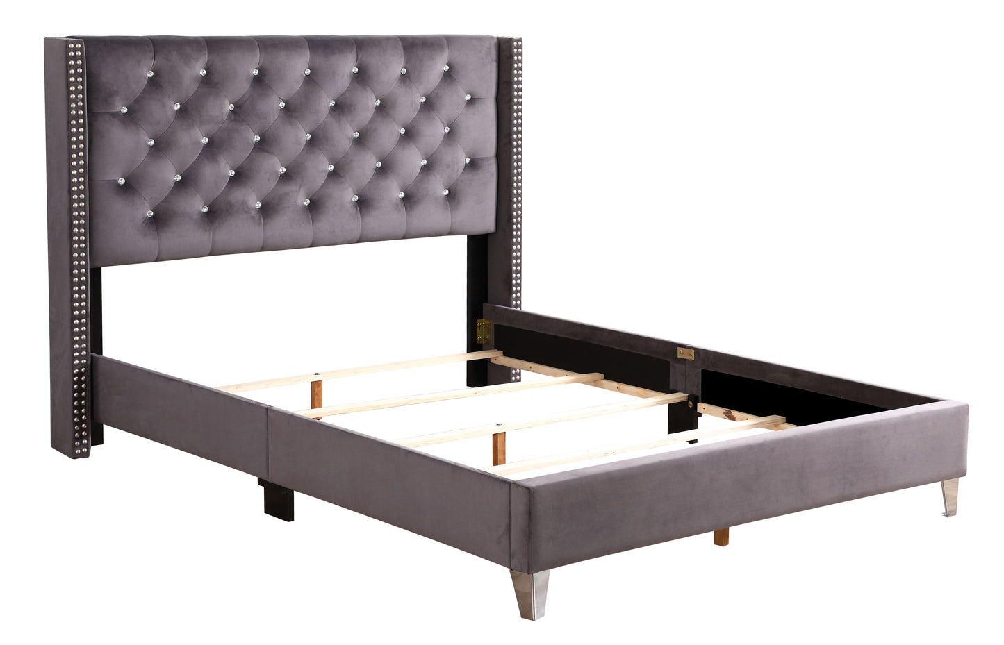 Full Upholstered Transitional Bed - Gray