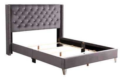 Full Upholstered Transitional Bed - Gray