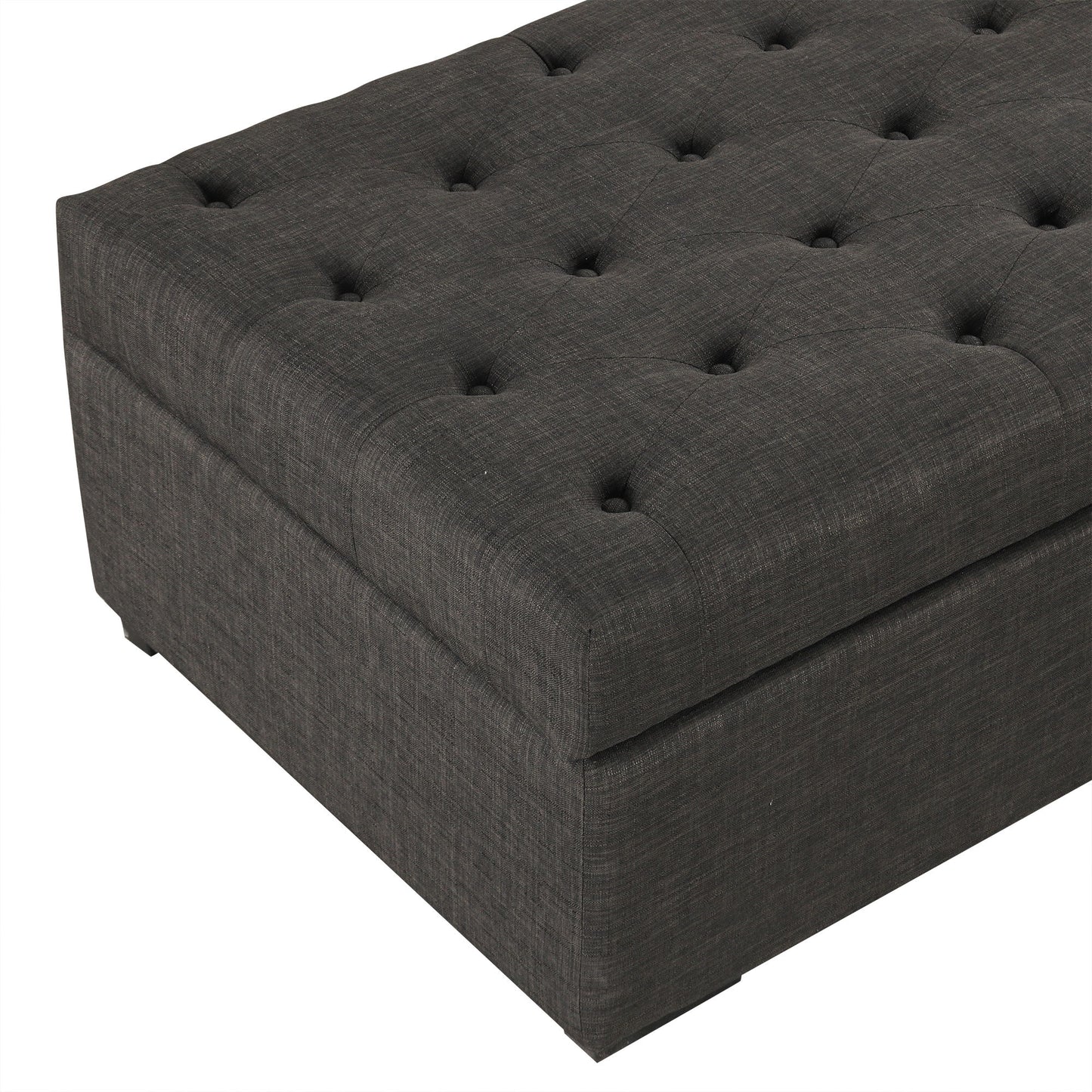 Convertible Ottoman Sleeper With Memory Mattress And Tufted Design, Folding Sofa Bed - Dark Gray Linen