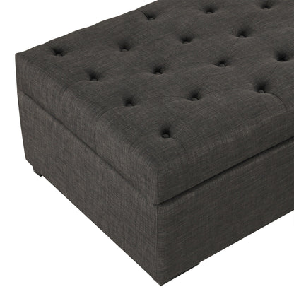 Convertible Ottoman Sleeper With Memory Mattress And Tufted Design, Folding Sofa Bed - Dark Gray Linen