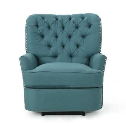 Electric Recliner Chair With Elegant Copper Accents And Soft Upholstery - Teal