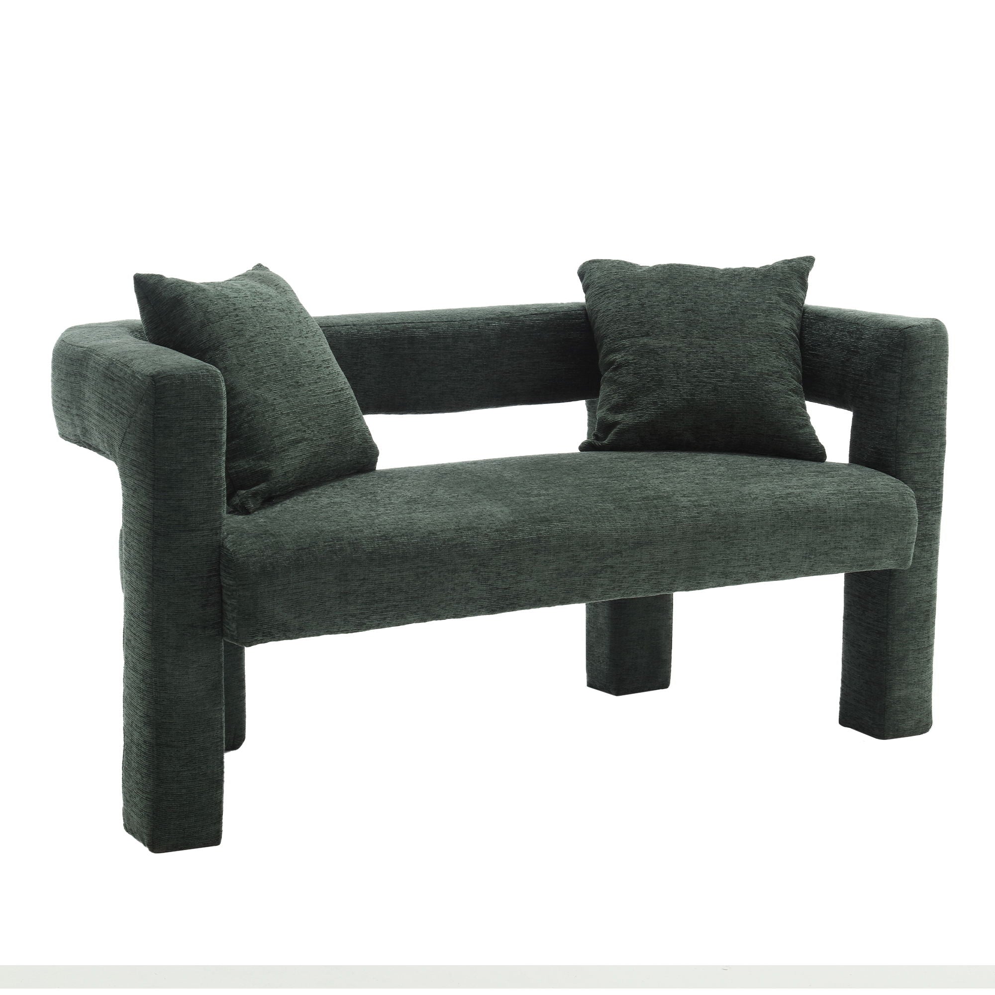 Modern Loveseat Sofa, Comfy Upholstered 2 Seater - Emerald