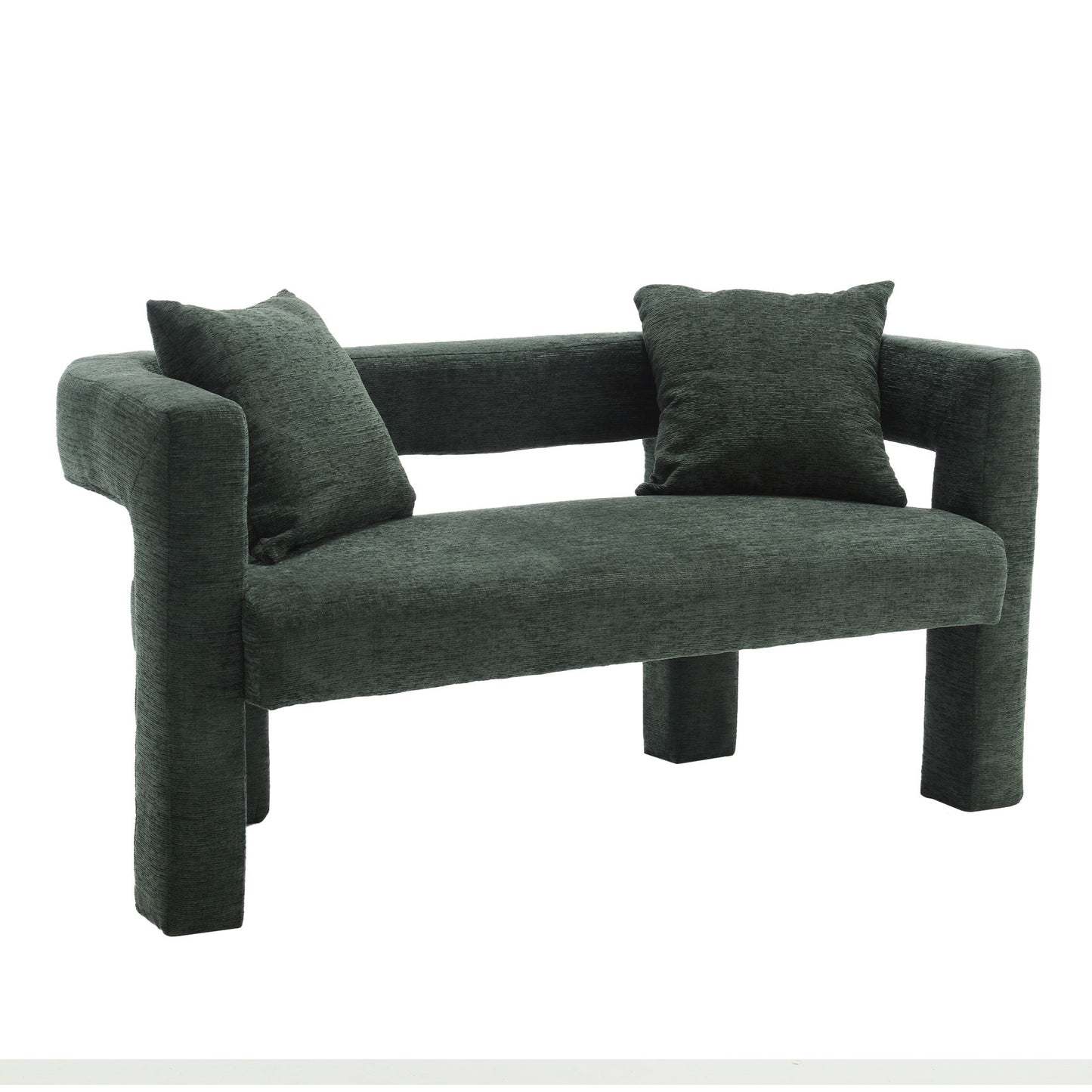 Modern Loveseat Sofa, Comfy Upholstered 2 Seater - Emerald