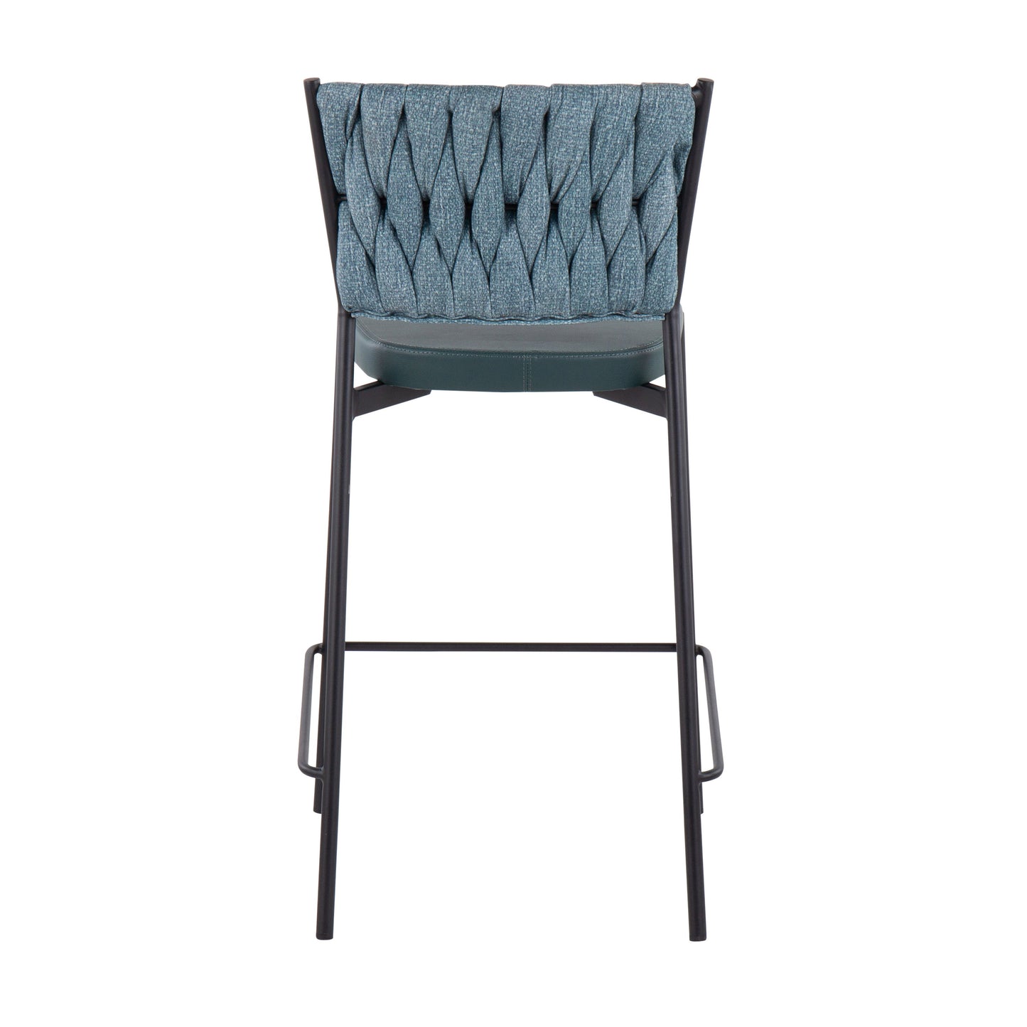Tania - Braided Contemporary Counter Stool (Set of 2) - Black / Green / Sea Green