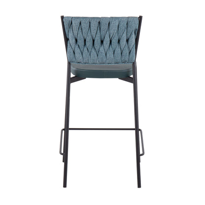 Tania - Braided Contemporary Counter Stool (Set of 2) - Black / Green / Sea Green