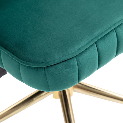 Velvet Home Office Desk Chair, Modern Cute Computer Chair, Wheels Swivel Height Adjustable Task Chair - Emerald