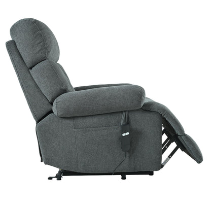 Oversized Power Lift Recliner Chair, Electric Fabric Recliner Chair, Home Theater Seating, Reclining Sofa Chair With Remote Control, Side Pocket, Spacious Seat - Dark Gray