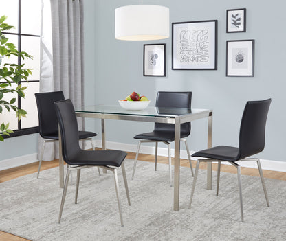 Fuji Mason - Upholstered Swivel Contemporary Dining Set, Glass, 5 Piece - Black / Multicolor