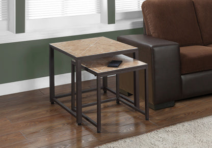 Nesting Table, Transitional (Set of 2) - Brown