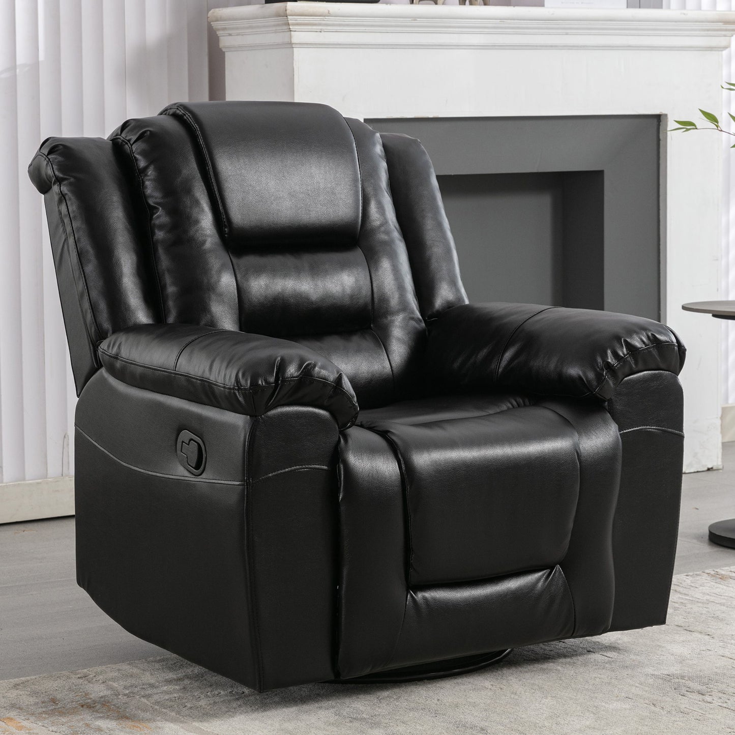 360ÔøΩÔøΩ swivel And Rocking Home Theater Recliner Manual Recliner Chair With Wide Armrest For Living Room - Black