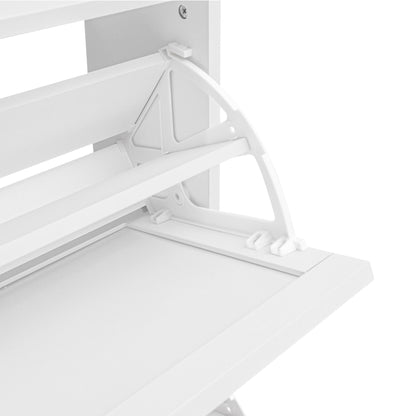 Modern Rattan 3 Door Shoe Rack Cabinet For Entryway Freestanding White Storage Unit In Particle Board - White