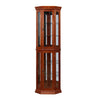 Corner Curio Cabinet With Lights, Adjustable Tempered Glass Shelves, Mirrored Back, Display Cabinet (E26 Light Bulb Not Included) - Light Walnut