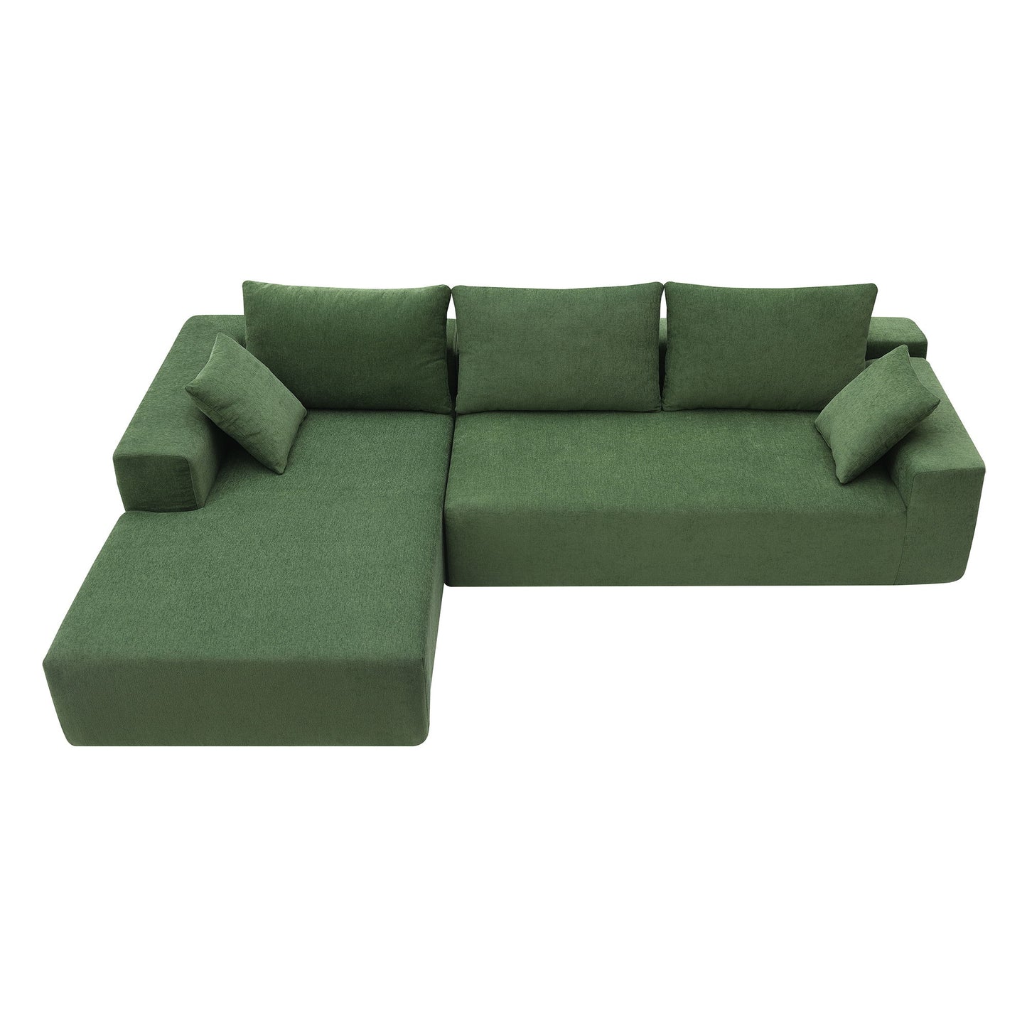 Modular Sectional Living Room Sofa Set, Modern Minimalist Style Couch, Upholstered Sleeper Sofa Salon, 2 Piece Free Combination, L-Shape - Green