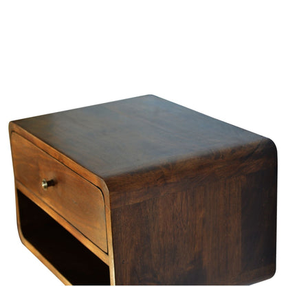 Curve Floating Bedside Table - Chestnut