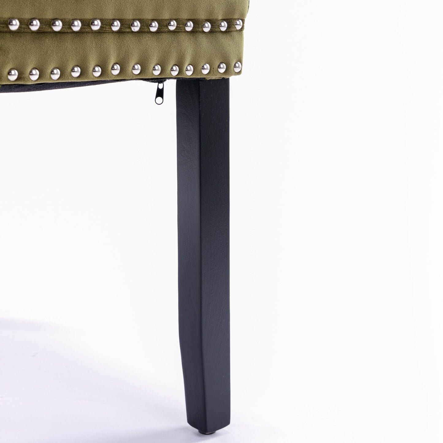 Nikki - Modern, High-End Tufted Solid Wood Contemporary Velvet Upholstered Dining Chair With Wood Legs Nailhead Trim (Set of 2) - Olive Green
