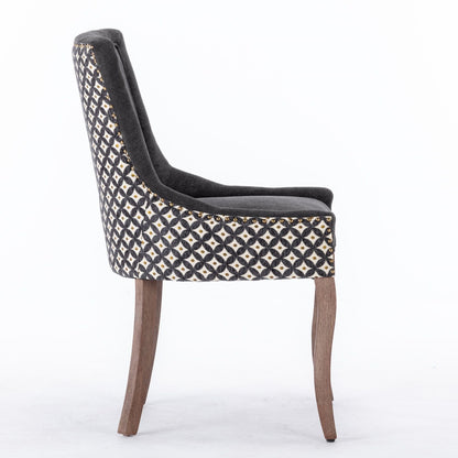 Ultra Side Dining Chair, Thickened Fabric Chairs With Neutrally Toned Solid Wood Legs, Bronze Nail Head (Set of 2) - Blue