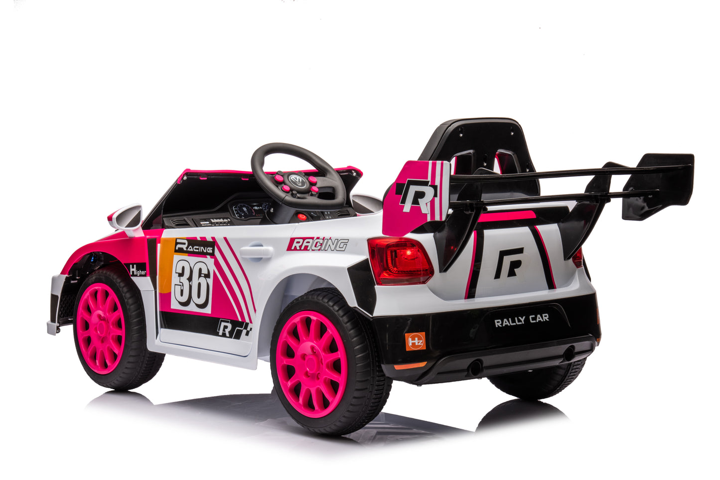 12V4A 20W*2 One Button Start, Forward And Backward, High And Low Speed, Music, Front Light, Power Display, Two Doors Can Open, 2.4G R / C, Seat Belt Four Wheel Absorber Kids Ride On Car - Pink