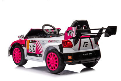 12V4A 20W*2 One Button Start, Forward And Backward, High And Low Speed, Music, Front Light, Power Display, Two Doors Can Open, 2.4G R / C, Seat Belt Four Wheel Absorber Kids Ride On Car - Pink