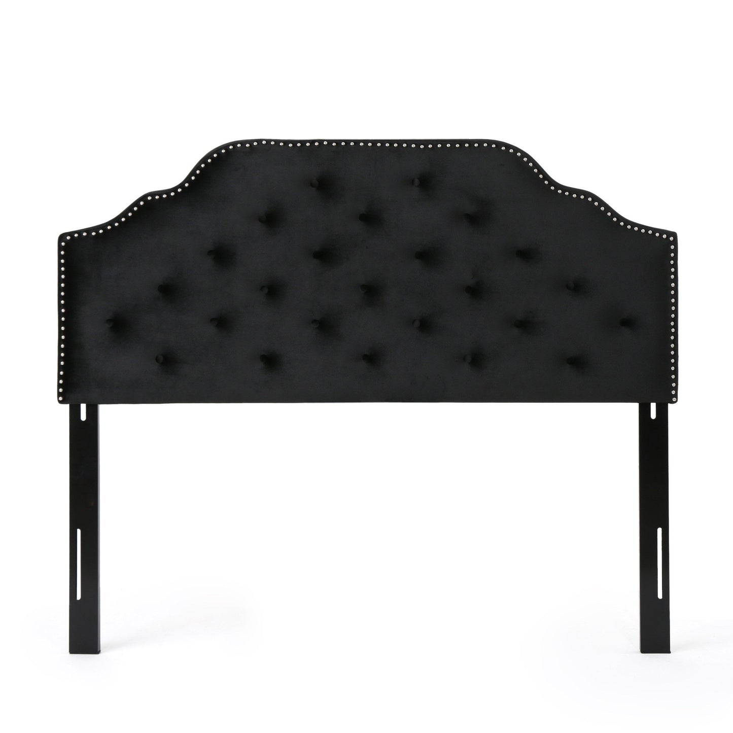 Charismatic - Queen & Full Size Headboard With Button Tufting And Nailhead Trim - Black