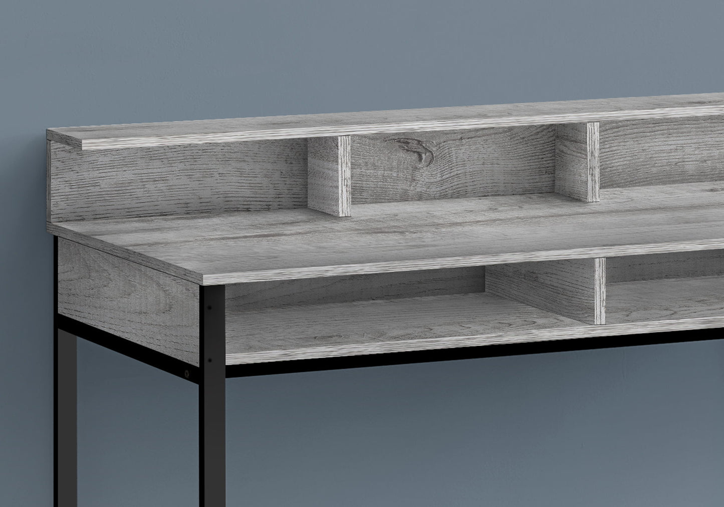 Computer Desk, Home Office, Standing, Storage Shelves, Laptop, Contemporary & Modern - Gray