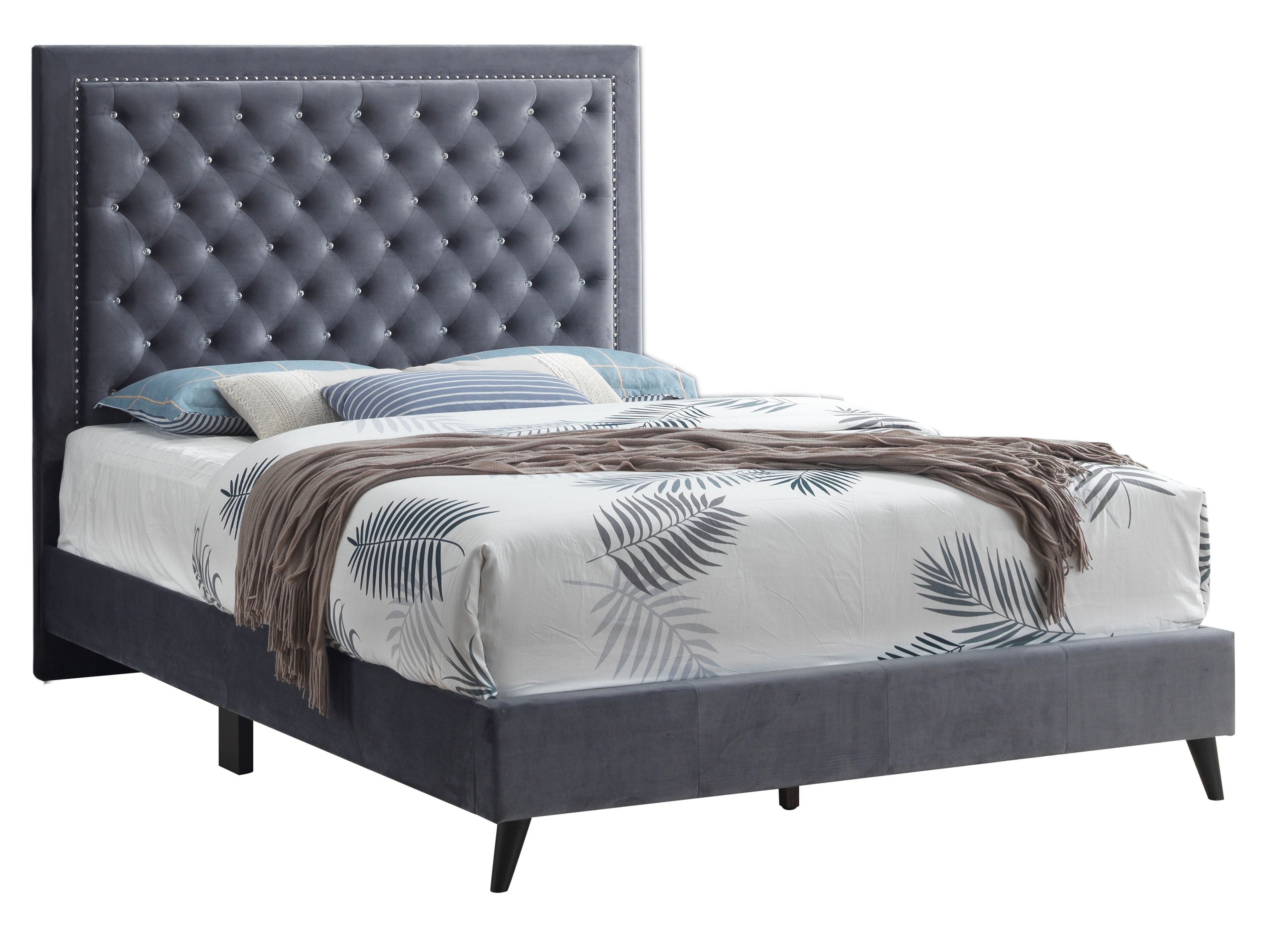 Queen Bed Classic Design - Gray