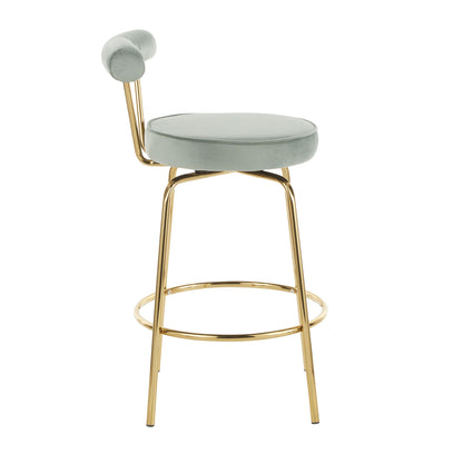 Rhonda - Glam Counter Stool (Set of 2) - Gold / Sage Green