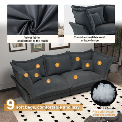 Modern Comfy Upholstered Sofa Cloud Couch, Deep Seat Couches With Multiple Large Soft Pillows, Convertible Deep Seat Chaise Langue For Living Room - Gray