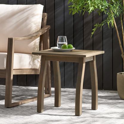 Kinesis - Outdoor Side Table With Slatted Top And Wood Frame - Gray