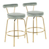 Rhonda - Glam Counter Stool (Set of 2) - Gold / Sage Green