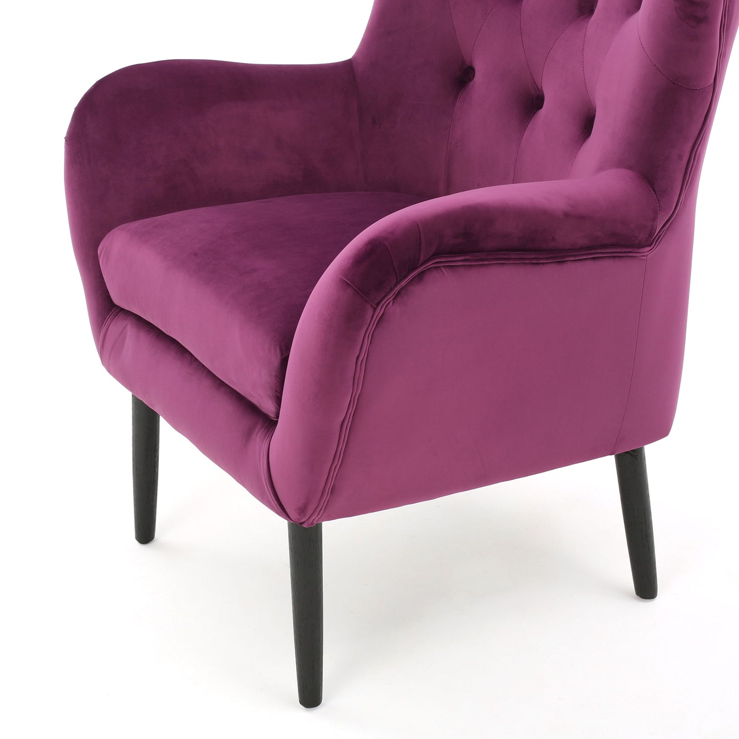 Alyssa - Velvet Arm Chair With Wingback Design - Fuchsia